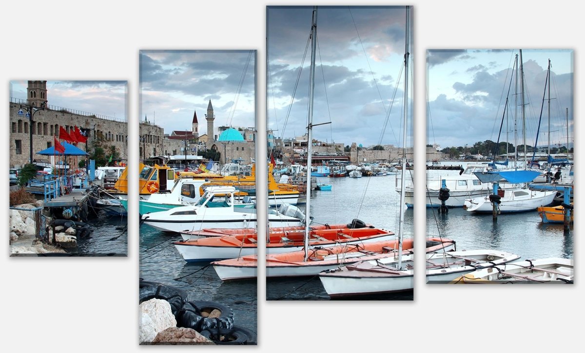 Leinwandbild Mehrteiler Israelischer Hafen M0445