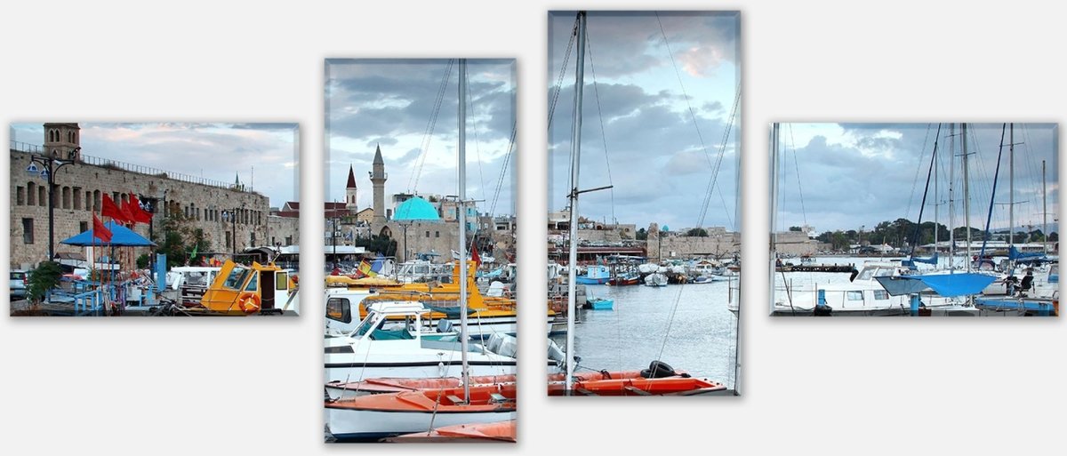Leinwandbild Mehrteiler Israelischer Hafen M0445