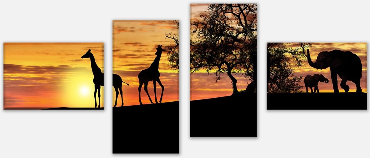 Leinwandbild Mehrteiler Tiere im Abendrot M0518