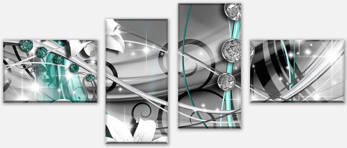 Leinwandbild Mehrteiler Diamant Lilie grün M0532