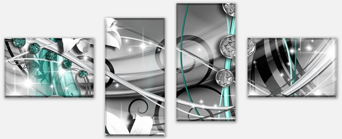 Leinwandbild Mehrteiler Diamant Lilie grün M0532