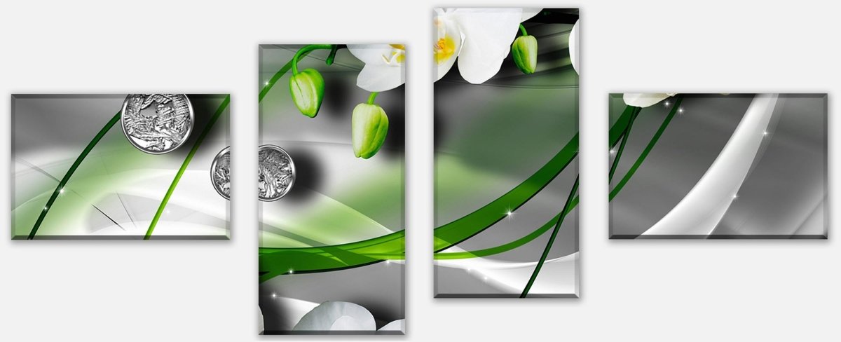Leinwandbild Mehrteiler Diamant Lilie grün M0533