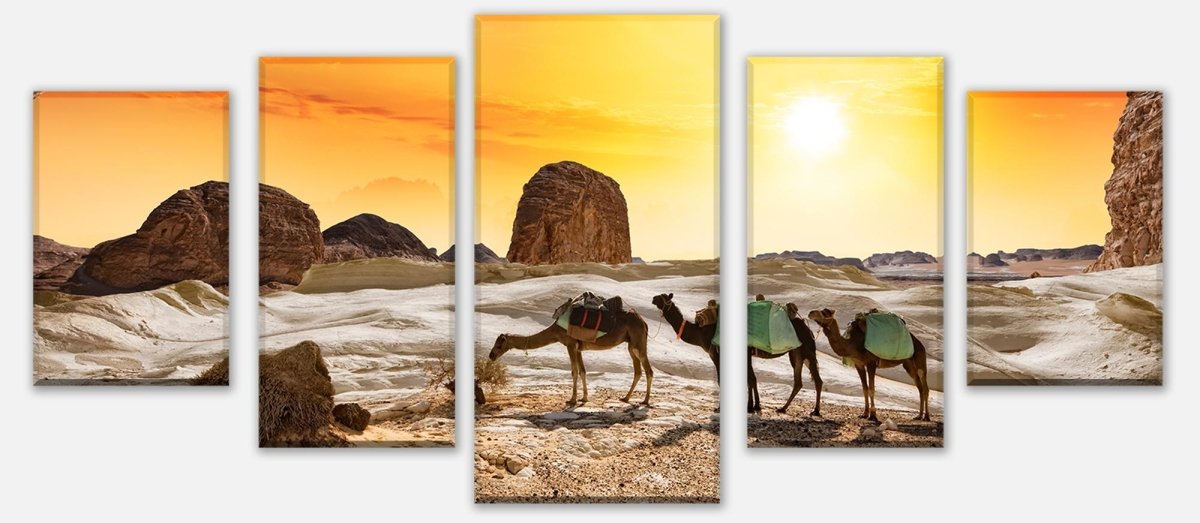 Leinwandbild Mehrteiler Kamele in der Wüste M0562 entdecken - Bild 1