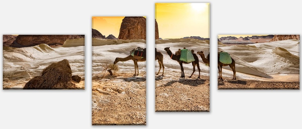 Leinwandbild Mehrteiler Kamele in der Wüste M0562
