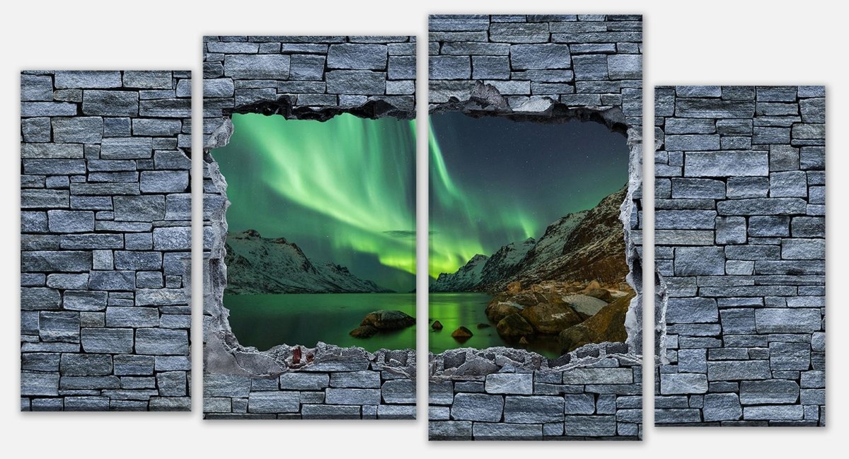 Leinwandbild Mehrteiler 3D Optik - Aurora Borealis Tromso M0634