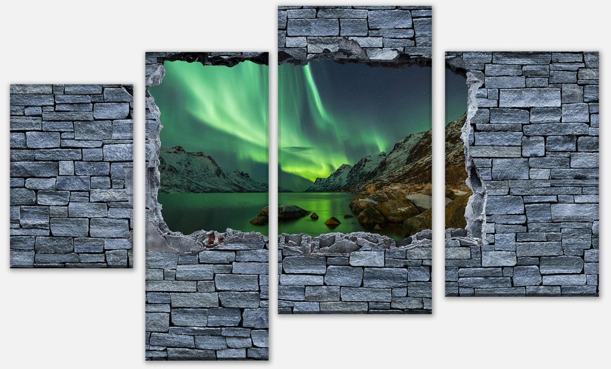 Leinwandbild Mehrteiler 3D Optik - Aurora Borealis Tromso M0634