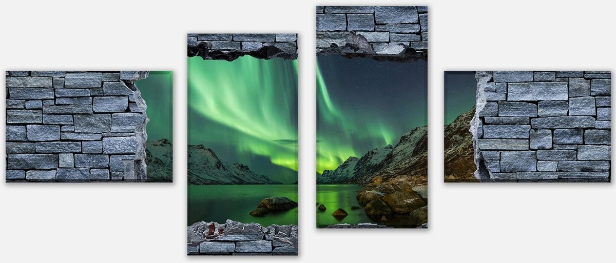 Leinwandbild Mehrteiler 3D Optik - Aurora Borealis Tromso M0634