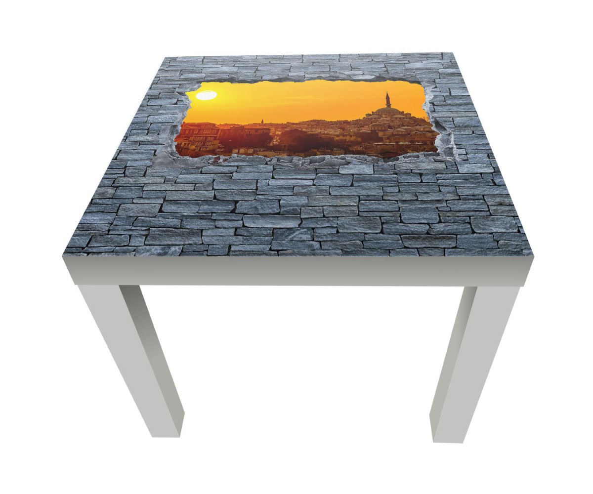 Beistelltisch 3D Sonnenuntergang Istanbul - grobe Steinmauer M0638 entdecken - Bild 1