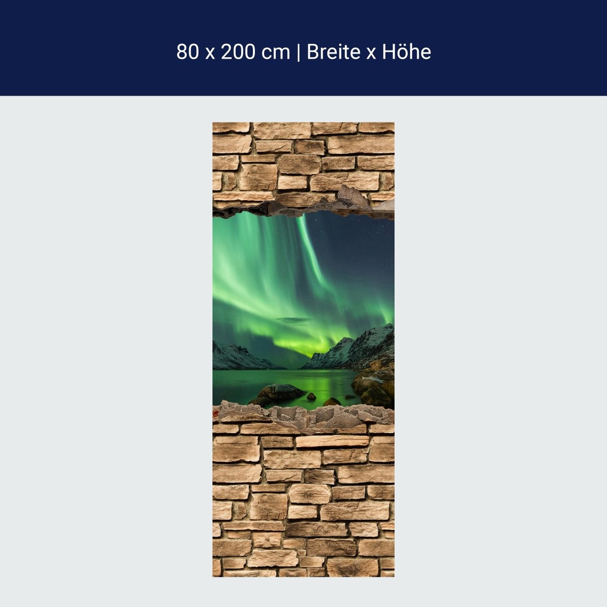 Duschwand 3D Optik - Aurora Borealis Tromsö - Steinmauer M0675