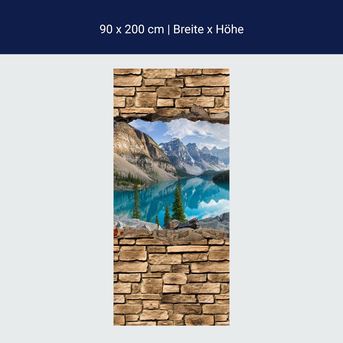 Duschwand 3D Moraine lake rocky mountain panorama - Steinmauer M0676