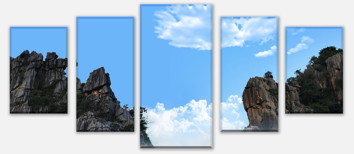 Leinwandbild Mehrteiler Bergspitzen über die Wolken M0699 entdecken - Bild 1