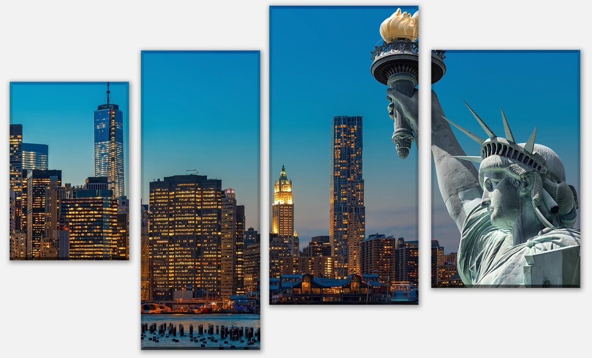 Leinwandbild Mehrteiler New York Skyline Freiheitsstatue M0726