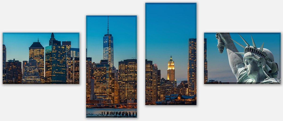 Leinwandbild Mehrteiler New York Skyline Freiheitsstatue M0726