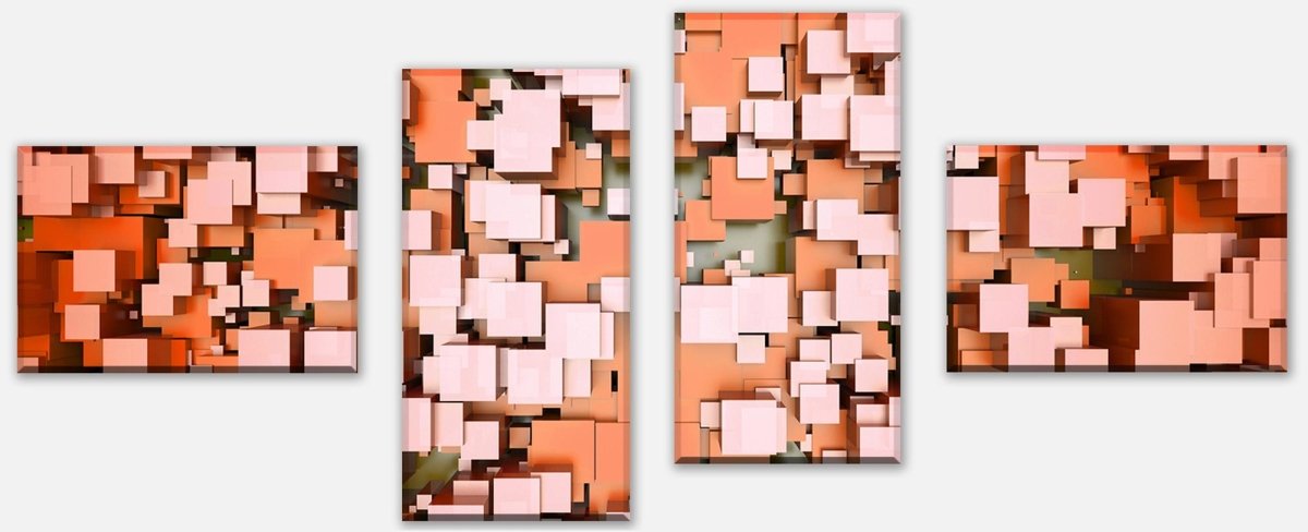 Leinwandbild Mehrteiler Ein kubischer bunter Hintergrund M0764