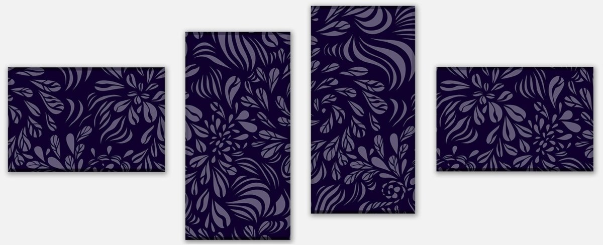 Leinwandbild Mehrteiler Abstraktes Fantasie Blumenmuster M0778