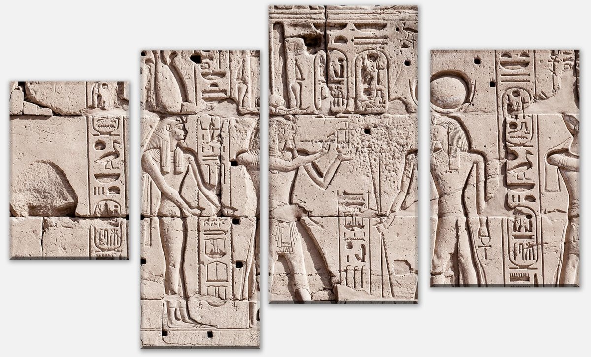 Leinwandbild Mehrteiler Hieroglyphenschnitzereien an der Wand M0817