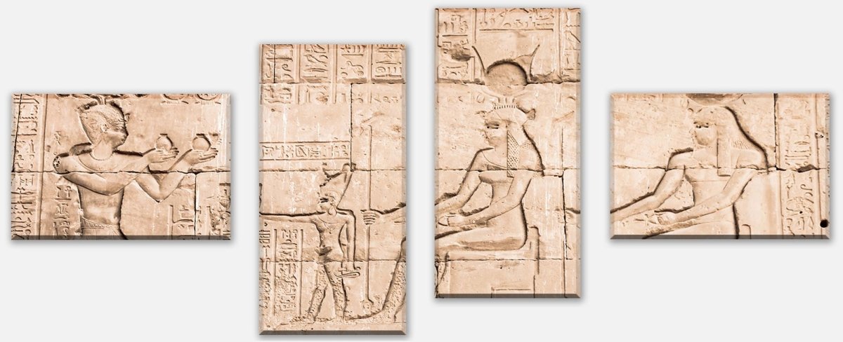 Leinwandbild Mehrteiler Mauer des Tempels von Hathor bei Dendera M0826