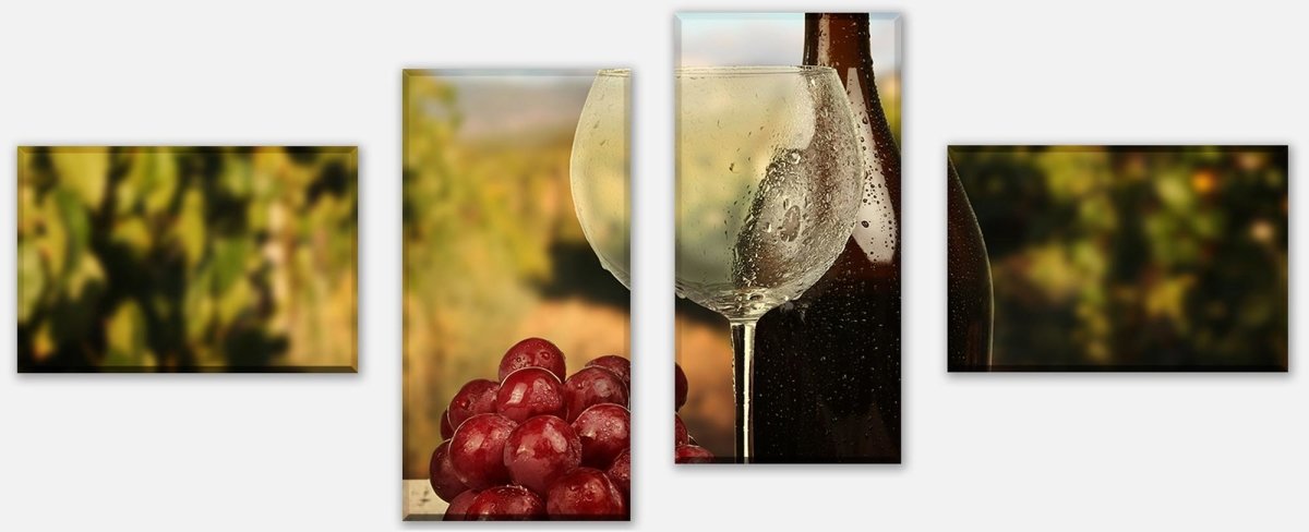 Leinwandbild Mehrteiler Ein Glas Wein M0840