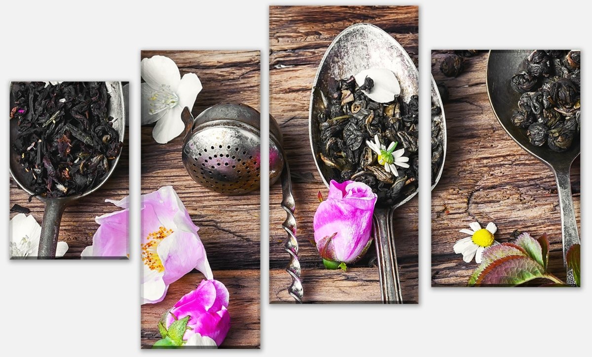 Leinwandbild Mehrteiler Großes Sortiment von Kräutertees M0849