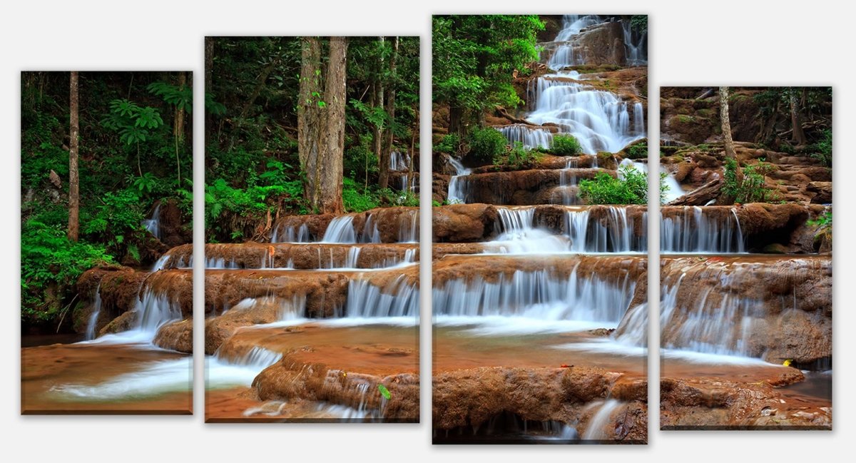 Leinwandbild Mehrteiler Wasserfall im Wald.Thailand M0894