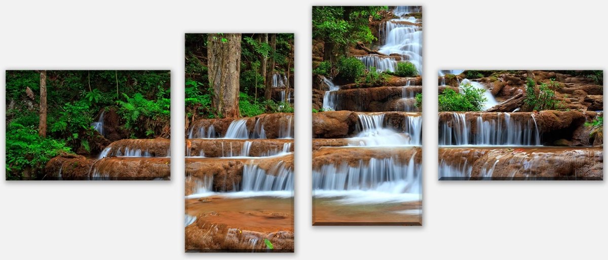 Leinwandbild Mehrteiler Wasserfall im Wald.Thailand M0894