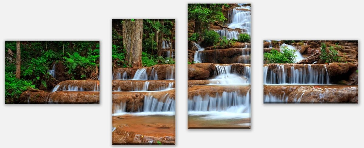 Leinwandbild Mehrteiler Wasserfall im Wald.Thailand M0894