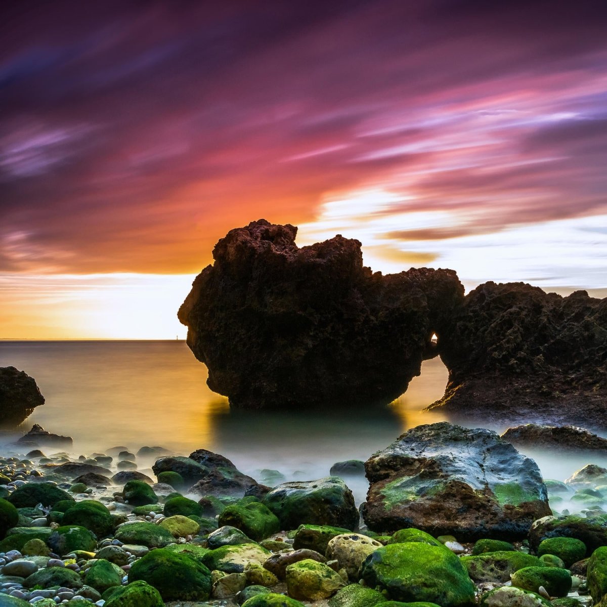 Beistelltisch Strand bei Sonnenuntergang mit Felsen M0902 entdecken - Bild 2