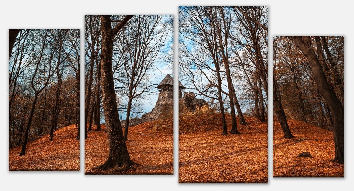 Leinwandbild Mehrteiler Alte Burg im Herbst. Ukraine M0905