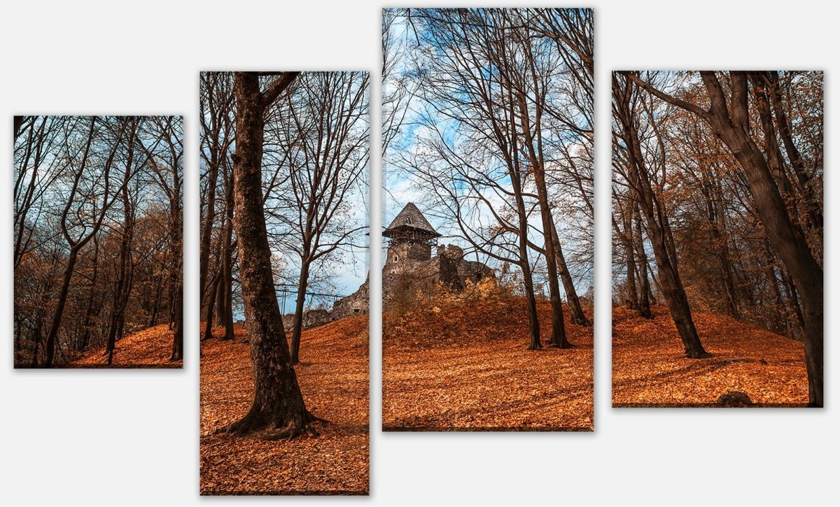 Leinwandbild Mehrteiler Alte Burg im Herbst. Ukraine M0905
