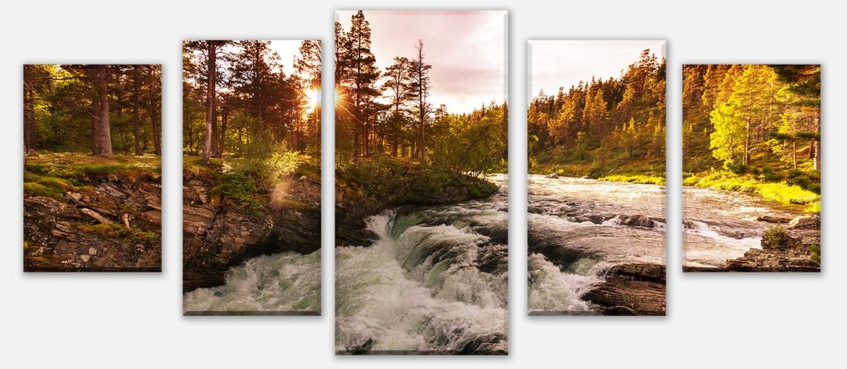 Leinwandbild Mehrteiler Fluss in Norwegen M0916 entdecken - Bild 1