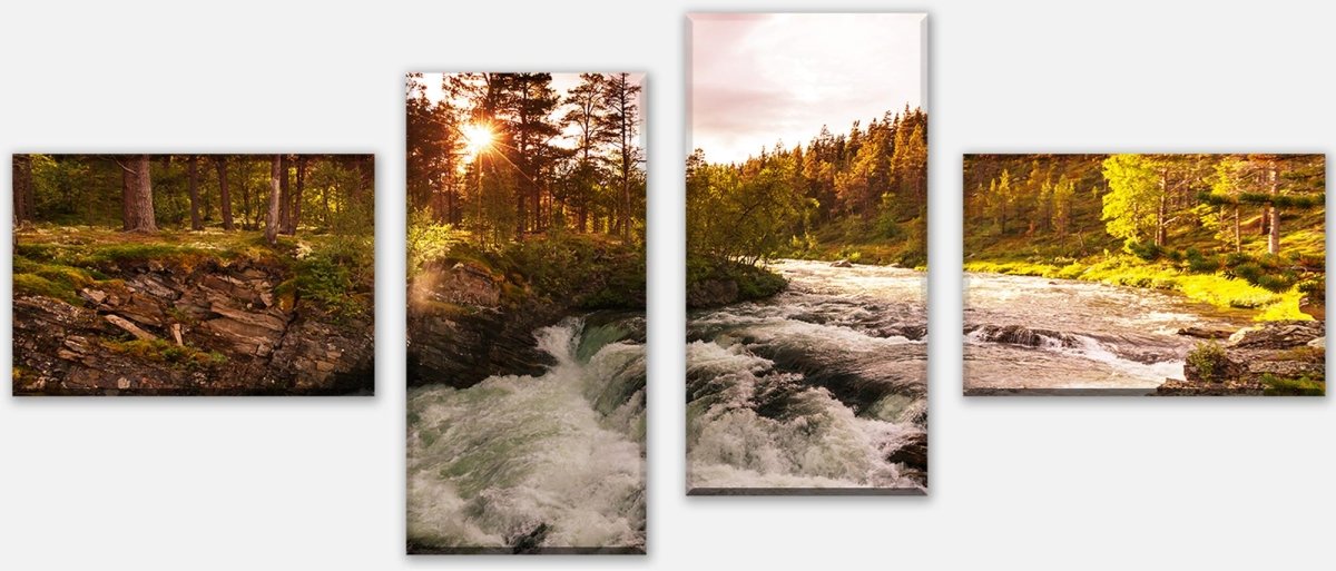 Leinwandbild Mehrteiler Fluss in Norwegen M0916