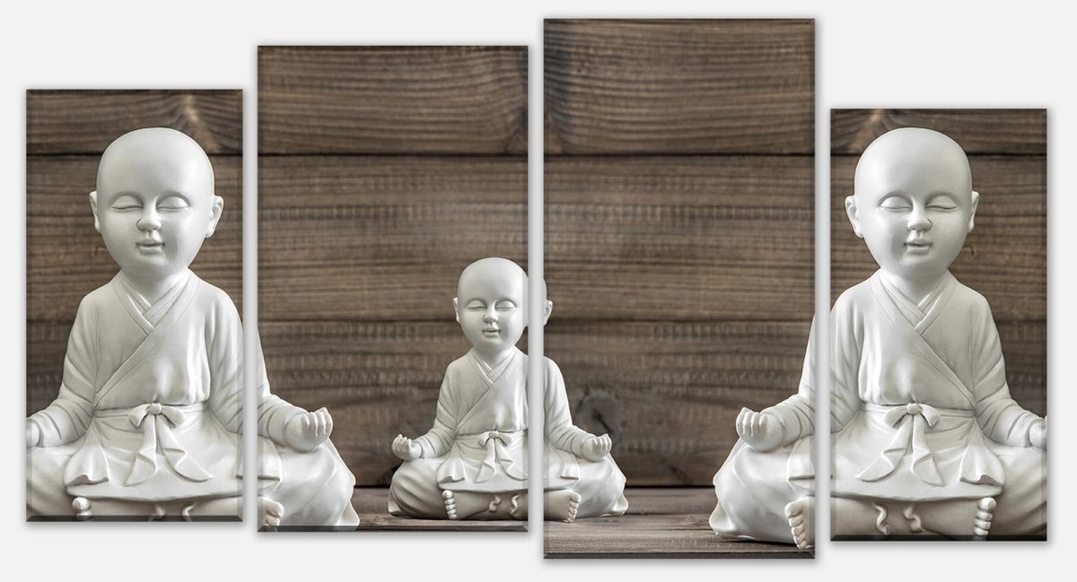 Leinwandbild Mehrteiler Weiß sitzender Buddha M0974