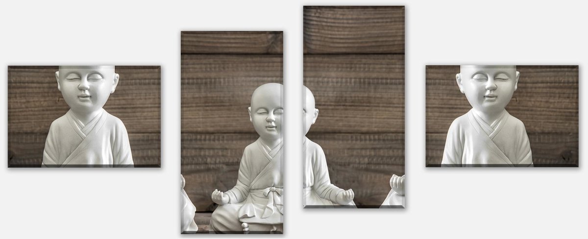 Leinwandbild Mehrteiler Weiß sitzender Buddha M0974