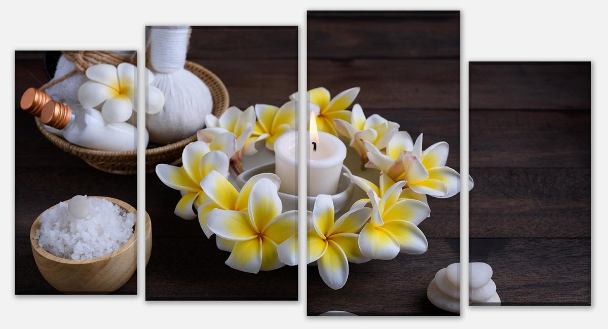 Leinwandbild Mehrteiler Frangipani Blumen - Spa und Wellness M0977