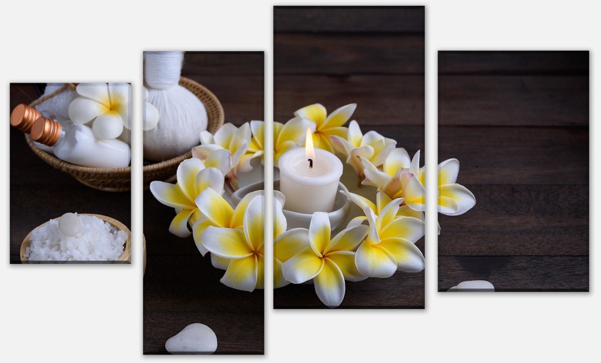 Leinwandbild Mehrteiler Frangipani Blumen - Spa und Wellness M0977