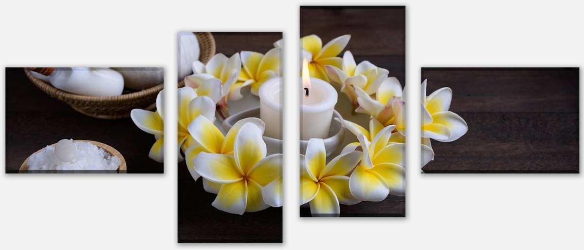 Leinwandbild Mehrteiler Frangipani Blumen - Spa und Wellness M0977