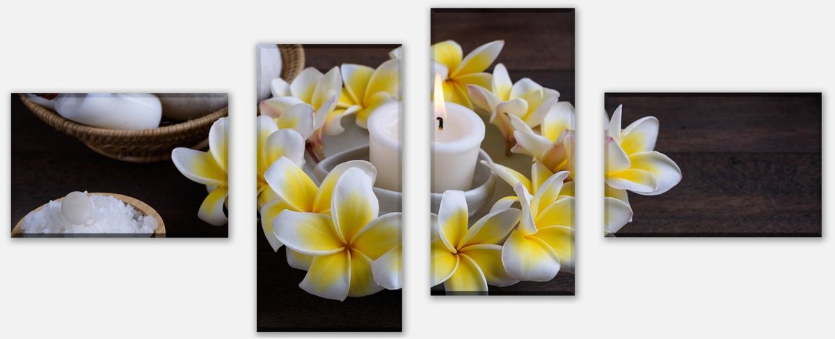 Leinwandbild Mehrteiler Frangipani Blumen - Spa und Wellness M0977