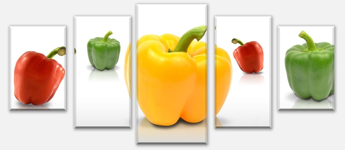 Leinwandbild Mehrteiler Grüne, gelbe und rote Paprika M0982 entdecken - Bild 1