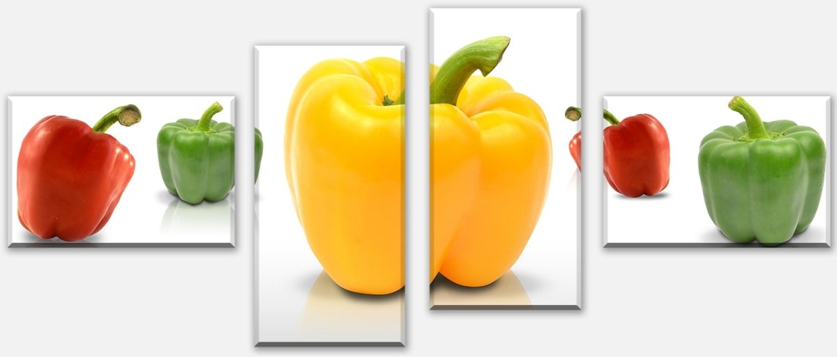 Leinwandbild Mehrteiler Grüne, gelbe und rote Paprika M0982