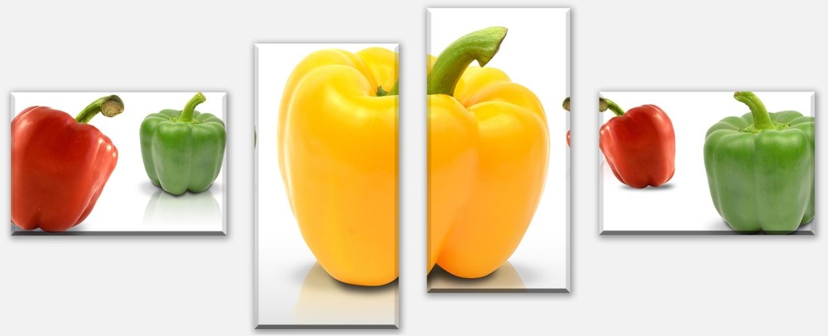 Leinwandbild Mehrteiler Grüne, gelbe und rote Paprika M0982