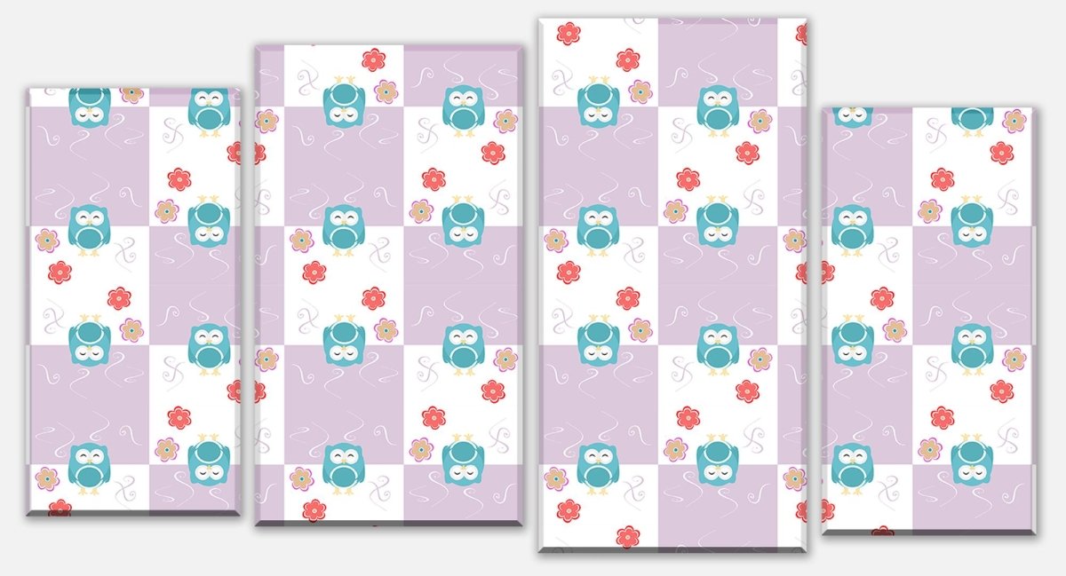 Leinwandbild Mehrteiler Eulen-Muster M0985