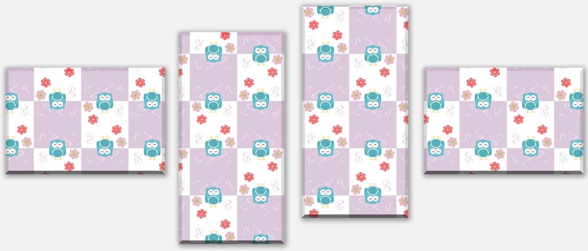 Leinwandbild Mehrteiler Eulen-Muster M0985