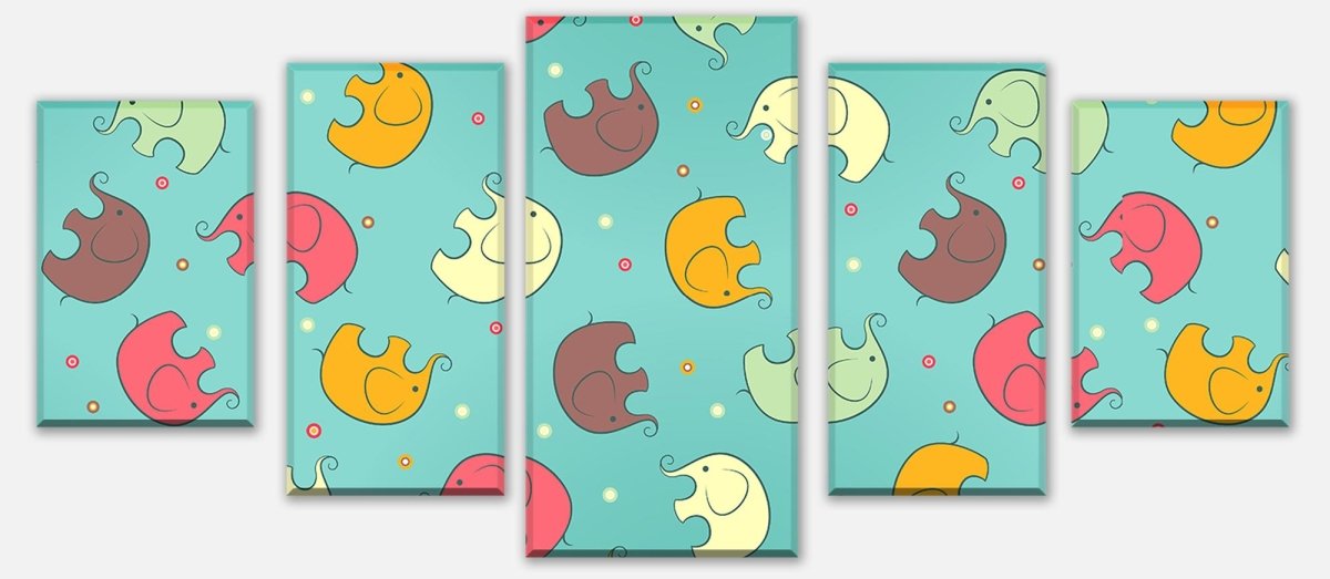 Leinwandbild Mehrteiler Elefant gemusterten Hintergrund M0987 entdecken - Bild 1