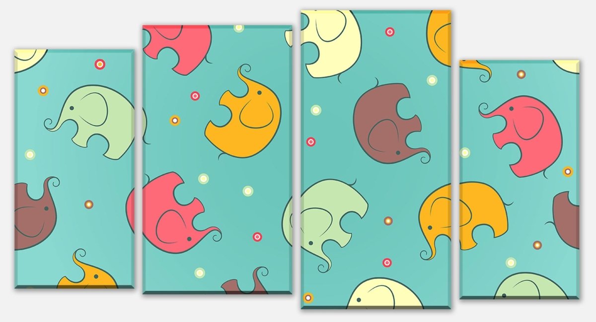 Leinwandbild Mehrteiler Elefant gemusterten Hintergrund M0987