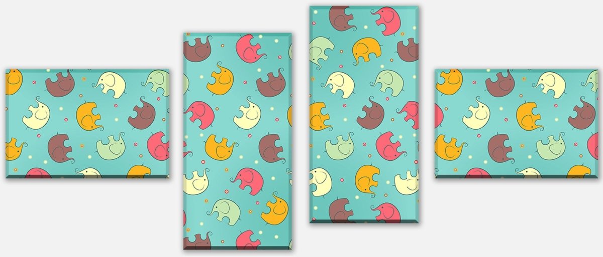 Leinwandbild Mehrteiler Elefant gemusterten Hintergrund M0987