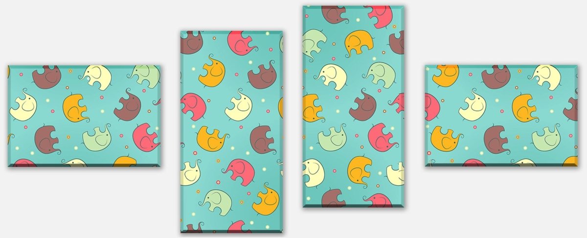 Leinwandbild Mehrteiler Elefant gemusterten Hintergrund M0987