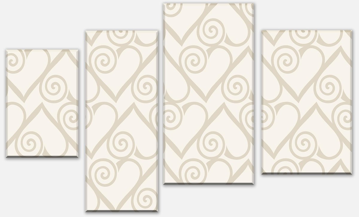 Leinwandbild Mehrteiler Herzmuster auf beige Hintergrund M0994