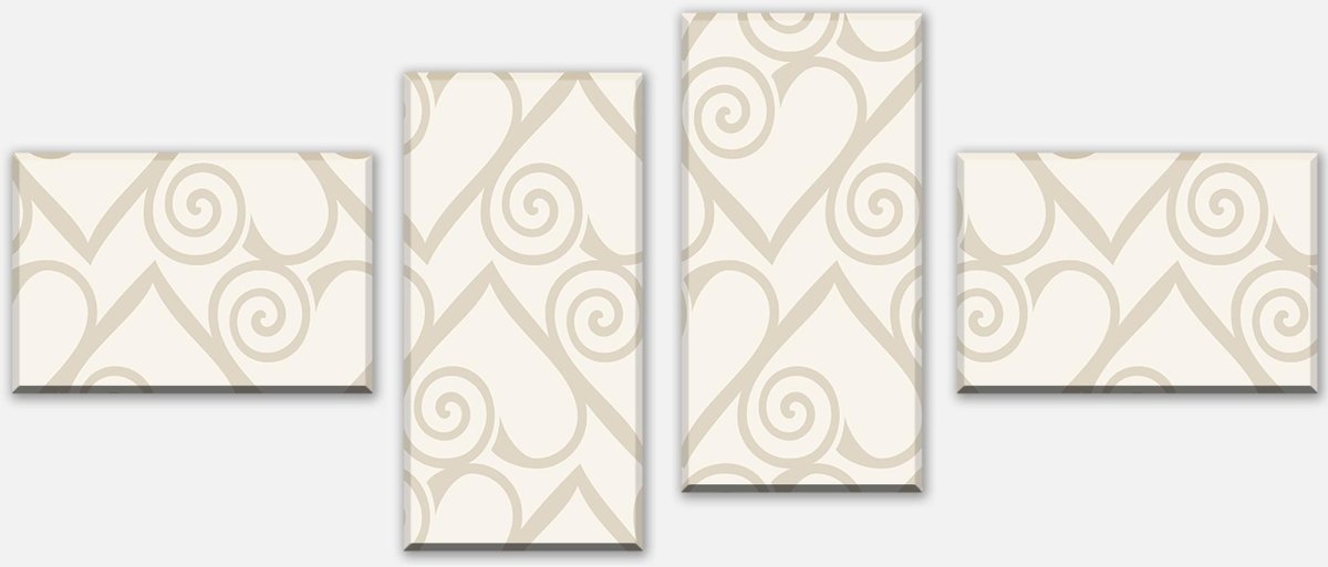 Leinwandbild Mehrteiler Herzmuster auf beige Hintergrund M0994