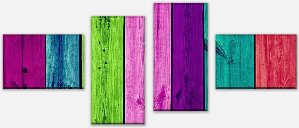 Leinwandbild Mehrteiler Mehrfarbiger hölzerner Raum M1000