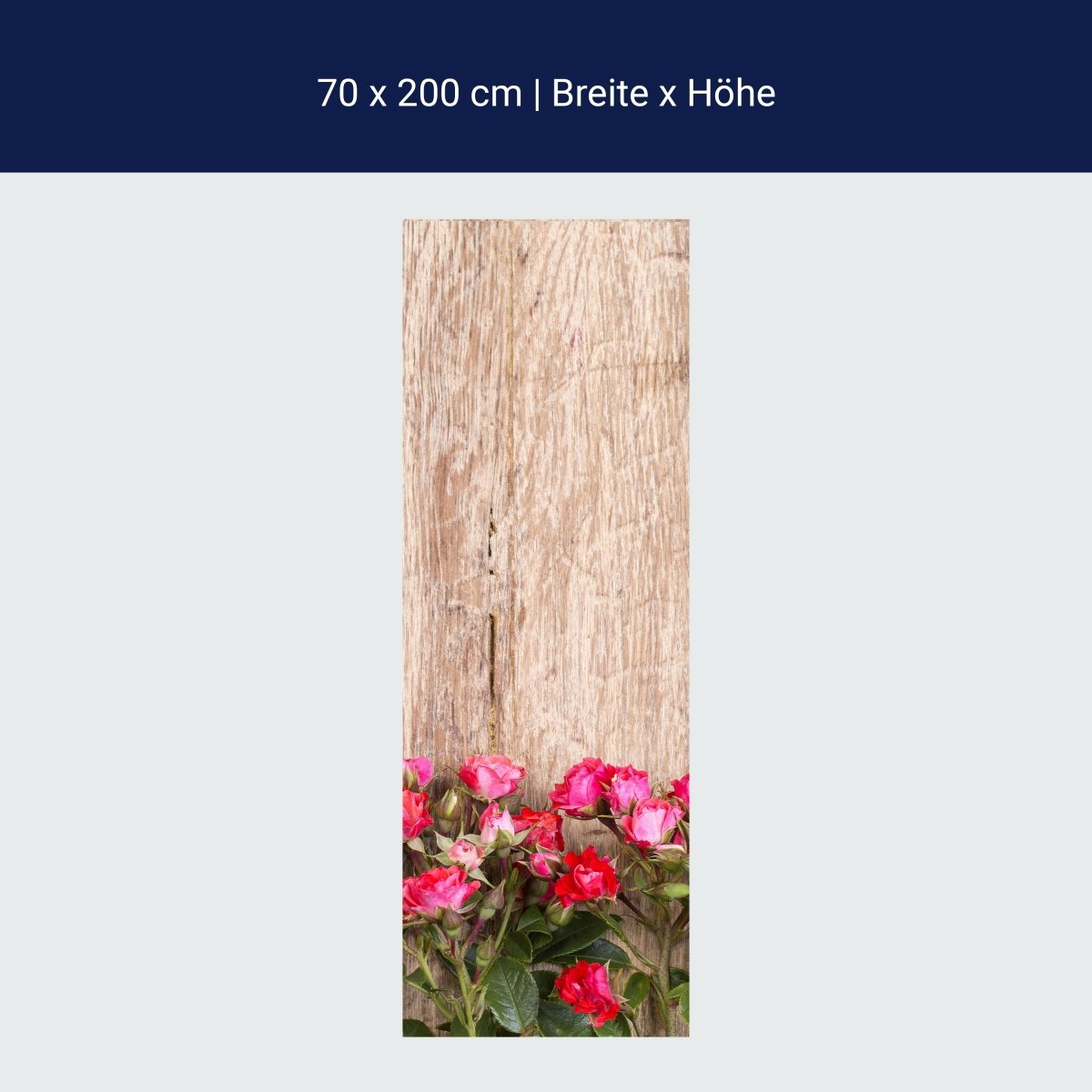 Duschwand Rote Rosen auf Holzbrett M1025